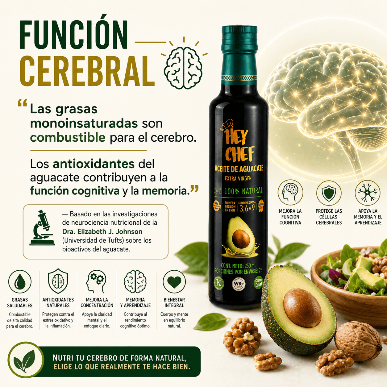 Función Cerebral — aceite de aguacate extra virgen