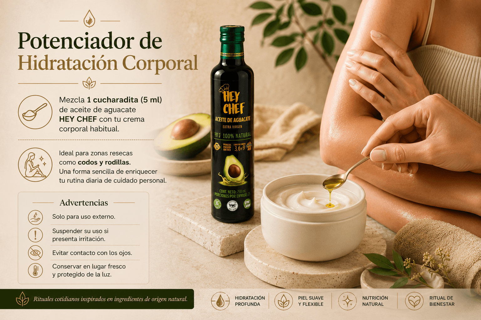 Potenciador de hidratación con aceite de aguacate HEY CHEF