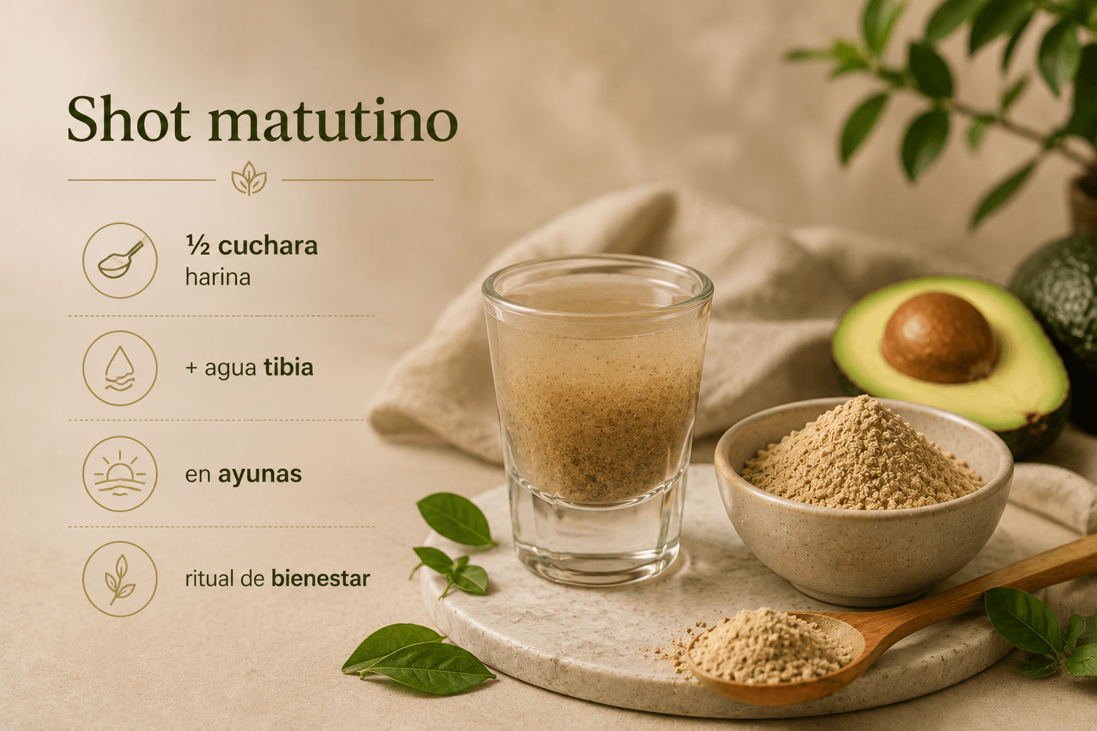 Shot matutino con semilla de aguacate